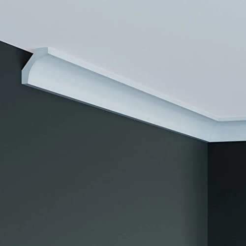 PROVISTON | Deckenleiste | 69 x 61 x 2000 mm | Polyurethan | Weiß | Hochwertig | Stuckleiste | Modern | Robust | Langlebig | Stoßfest | 20 Meter von PROVISTON