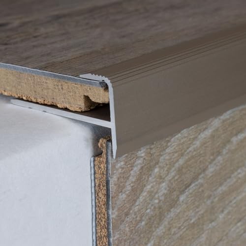 PROVISTON | Einfass- & Abschlussprofil | Aluminium | 15.5 x 34 x 1000 x 8.5 mm | Bronze Hell | Einschubprofil | Abschlussleiste | Bodenprofil von PROVISTON