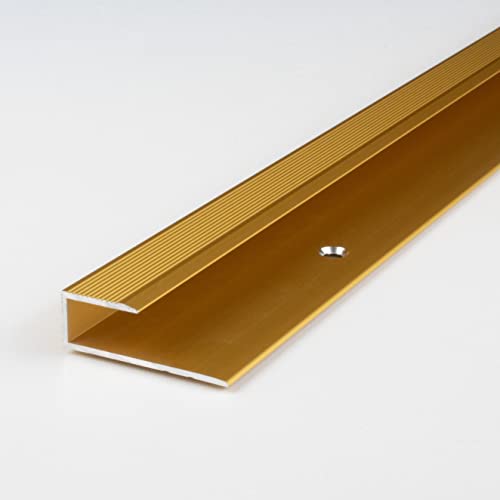 PROVISTON | Einfassprofil | Aluminium eloxiert | Goldfarbig | Breite 15.6 mm | Höhe 8.5 mm | Länge 1000 mm | Gebohrt | Abschlussprofil | Einschubprofil | Abschlussleiste | Bodenprofil | 1 Stück von PROVISTON