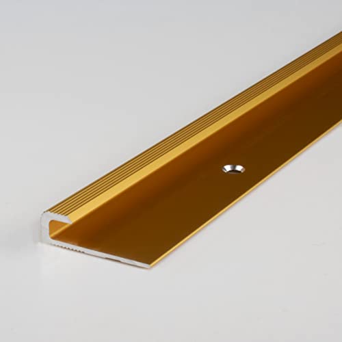 PROVISTON | Einfassprofil | Aluminium eloxiert | Goldfarbig | Breite 30 mm | Höhe 5 mm | Länge 2700 mm | Gebohrt | Abschlussprofil | Einschubprofil | Abschlussleiste | Bodenprofil | 1 Stück von PROVISTON