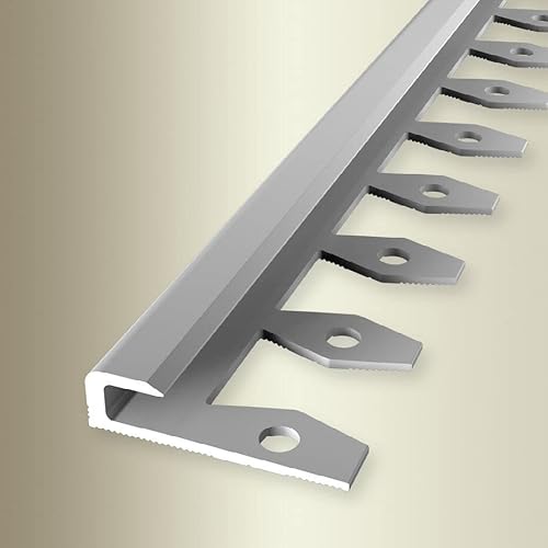 PROVISTON | Einfassprofil | Breite: 30 mm | Höhe: 5 mm | Länge: 2500 mm | Aluminium eloxiert | Biegbares Profil | Glatt | Silber | Offen Gestanzt von PROVISTON