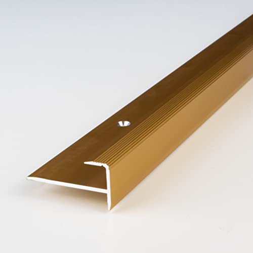 PROVISTON | Einschubprofil | Aluminium eloxiert | Goldfarbig | Breite 10 mm | Höhe 8.5 mm | Länge 1000 mm | Gebohrt | Abschlussprofil | Einfassprofil | Abschlussleiste | Bodenprofil | 1 Stück von PROVISTON