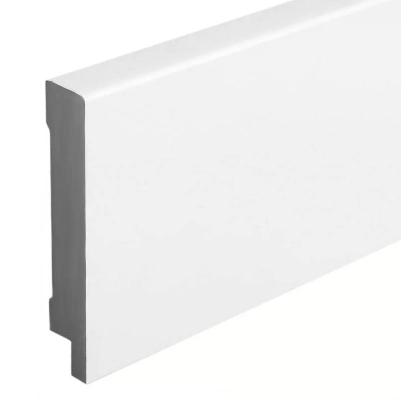 PROVISTON | Fußleiste | Kunststoff Sockelleiste | 16 x 100 x 2400 mm | Weiß Foliert | Abgerundet von PROVISTON