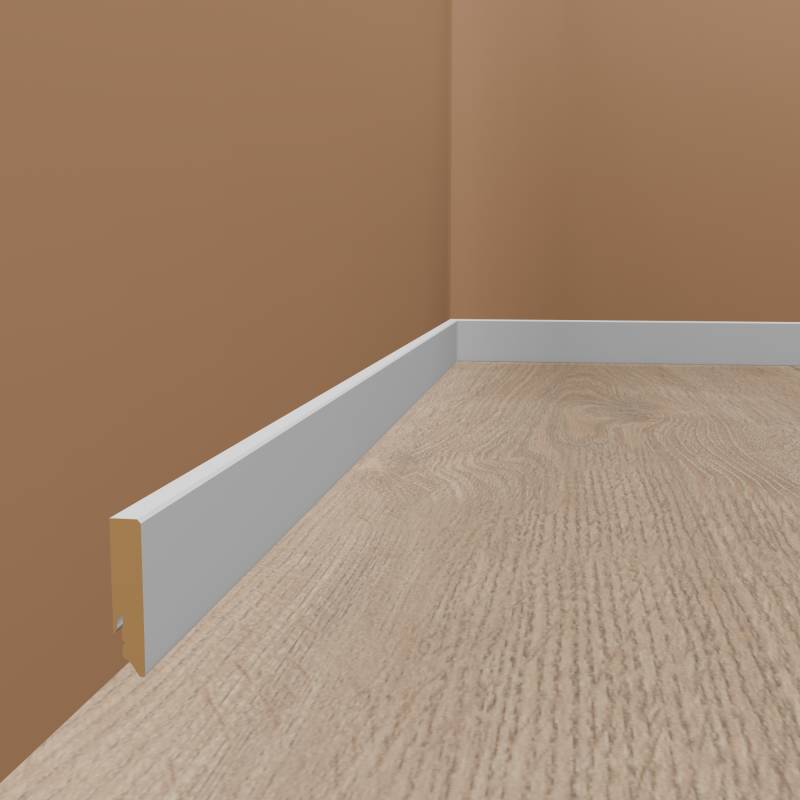 PROVISTON Fußleiste MDF Sockelleiste 16 x 70 x 2400 mm Weiß Foliert Eckiges Profil von PROVISTON