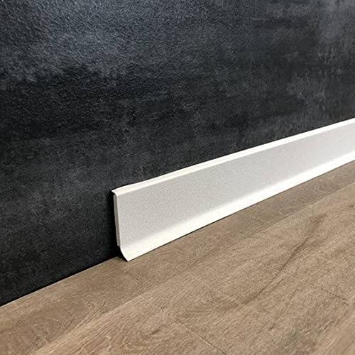 PROVISTON | Kunststoff Sockelleiste | Hartschaum PVC | Weiß | 12,8 x 60 x 2500 mm | Mit flexibler Weißhlippe | Wasserfest | Hochwertige Fußleiste | Einfache Montage von PROVISTON