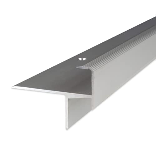 PROVISTON | Laminat-Parkett-Treppenkante | Aluminium eloxiert | Silber | Breite 33 mm | Höhe 13.3 mm | Länge 1000 mm | Gebohrt | Treppenkantenprofil | Treppenwinkel | Winkelprofil | 1 Stück von PROVISTON