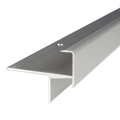 PROVISTON | Laminat-Parkett-Treppenkante | Aluminium eloxiert | Silber | Breite 33 mm | Höhe 15.3 mm | Länge 1000 mm | Gebohrt | Treppenkantenprofil | Treppenwinkel | Winkelprofil | 1 Stück von PROVISTON