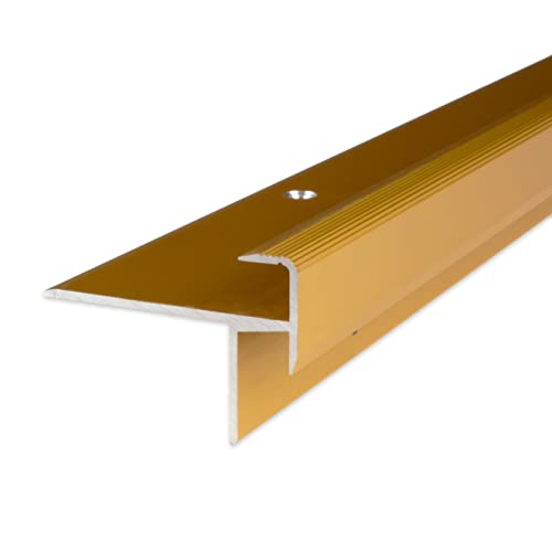PROVISTON | Laminat-Treppenkante | Aluminium eloxiert | Goldfarbig | Breite 10 mm | Höhe 8.5 mm | Länge 1000 mm | Gebohrt | Treppenkantenprofil | Treppenwinkel | Winkelprofil | Kombiwinkel | 1 Stück PROVISTON | Laminat-Treppenkante | Aluminium eloxiert | Goldfarbig | Breite 10 mm | Höhe 8.5 mm | Länge 1000 mm | Gebohrt | Treppenkantenprofil | Treppenwinkel | Winkelprofil | Kombiwinkel | 1 Stück von PROVISTON
