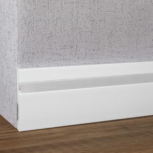 PROVISTON Licht Sockelleiste 15 x 100 x 2000 mm Moderne Lichtleiste Eckiges Profil Hochwertige LED Fußleiste Kunststoff Weiß Wasserfest, Robust und Langlebig von PROVISTON