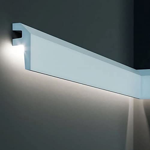 PROVISTON | Lichtleiste | Indirekte Beleuchtung | Deckenleiste | 34 x 79 x 2000 mm | Polyurethan | Weiß | Hochwertig | Stuckleiste | Modern | Robust | Langlebig | Stoßfest | 10 Meter von PROVISTON