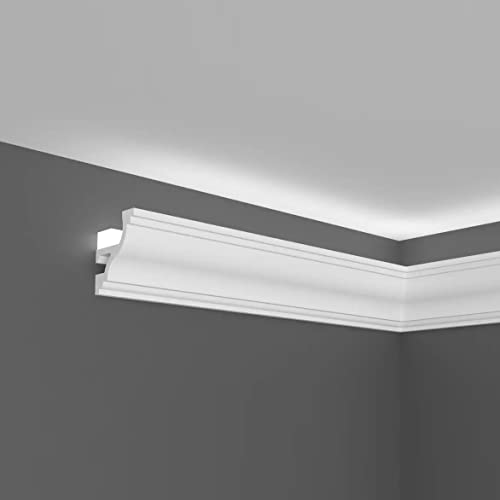PROVISTON | Lichtleiste | Indirekte Beleuchtung | Deckenleiste | 40 x 45 x 2000 mm | Polymer | Weiß | Hochwertig | Stuckleiste | Modern | Robust | Langlebig | Stoßfest | 2 Meter von PROVISTON