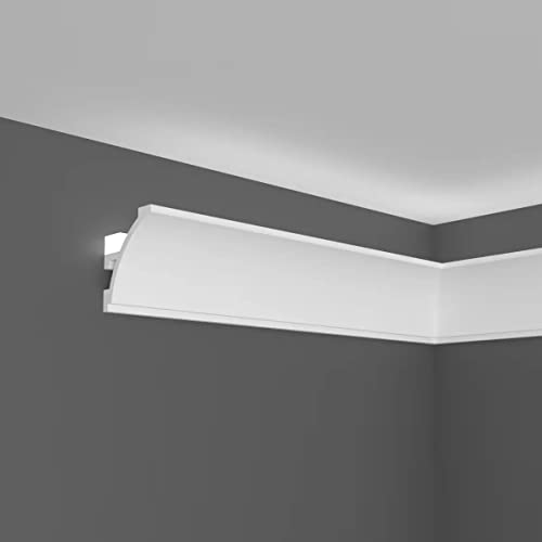 PROVISTON | Lichtleiste | Indirekte Beleuchtung | Deckenleiste | 45 x 52 x 2000 mm | Polymer | Weiß | Hochwertig | Stuckleiste | Modern | Robust | Langlebig | Stoßfest | 20 Meter von PROVISTON