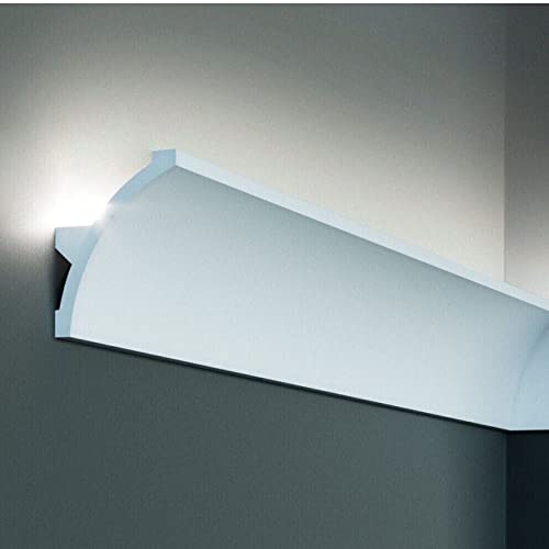 PROVISTON | Lichtleiste | Polyurethan | 80 x 60 x 2000 mm | Weiß | Indirekte Beleuchtung | LED Beleuchtung von PROVISTON