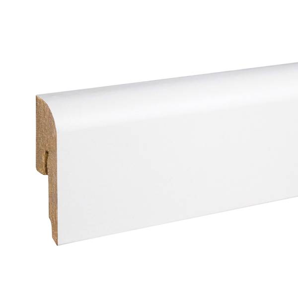 PROVISTON | MDF weiß | 12 x 42 x 2400mm | Sockelleiste abgerundet | folierte Fußleiste | Bodenleiste von PROVISTON