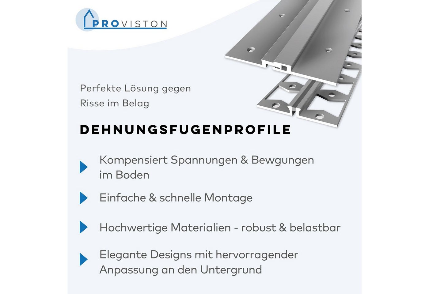 PROVISTON Profil 10 x 54 x 2500 mm Dehnungsfuge für Fliesen Alu eloxiert Alufarbend von PROVISTON