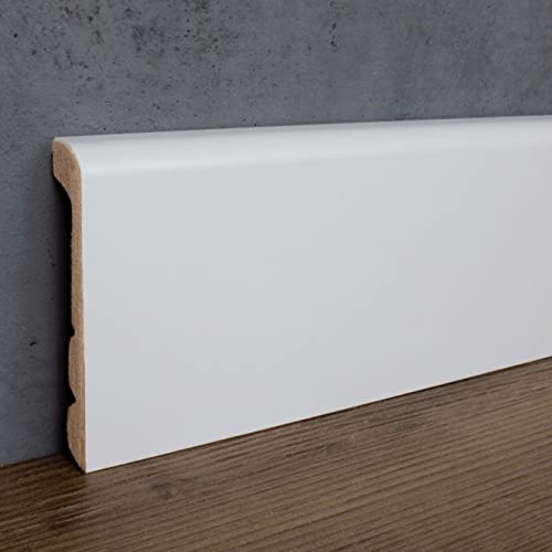 PROVISTON | Renovierungsleiste | Kürzbar auf 3 verschiedene Höhen | 24 x 92 x 2400 mm | MDF foliert | Weiß | Universal Sockelleiste | 24 Meter von PROVISTON