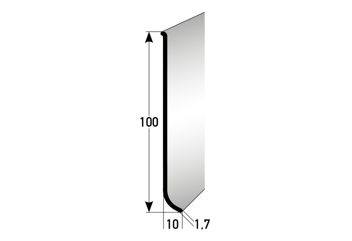 PROVISTON Sockelleiste 10 x 100 x 2500 mm Aluminium Fußleiste Edelstahloptik Ungebohrt von PROVISTON