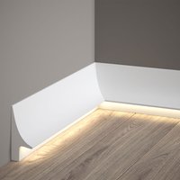 Led Sockelleiste Kunststoff 40 x 93 x 2000 mm Weiß Indirekte Beleuchtung Wohndekoration - Proviston von PROVISTON