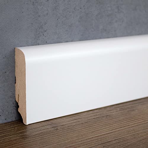 PROVISTON | Sockelleiste | Abgerundetes Profil | 19 x 70 x 2400 mm | MDF foliert | Weiß | Moderne Fußleiste | 24 Meter von PROVISTON