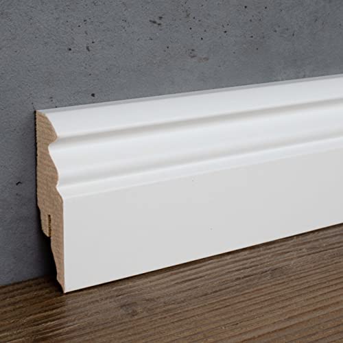 PROVISTON | Sockelleiste | Berliner Profil | 16 x 58 x 2500 mm | MDF foliert | Weiß | annährend RAL 9016 | Hamburger Fußleiste | 25 Meter von PROVISTON