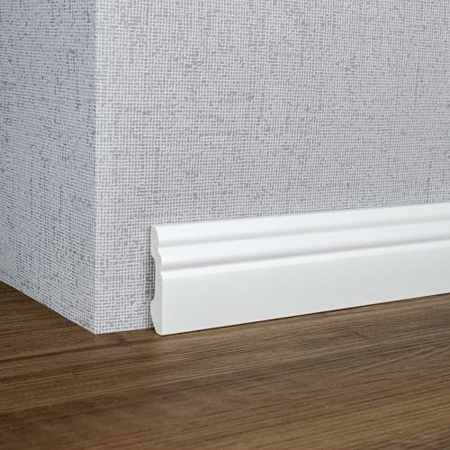 PROVISTON Sockelleiste Berliner Profil 16 x 60 x 2000 mm Elegante Hamburger Leiste Hochwertige Fußleiste Kunststoff Weiß Wasserfest, Robust und Langlebig von PROVISTON