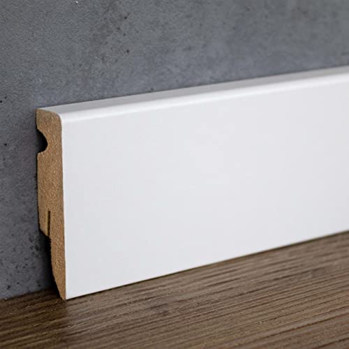 PROVISTON | Sockelleiste | Eckiges Profil | 15 x 58 x 2400 mm | MDF foliert | Weiß | Klassische Fußleiste | 24 Meter von PROVISTON