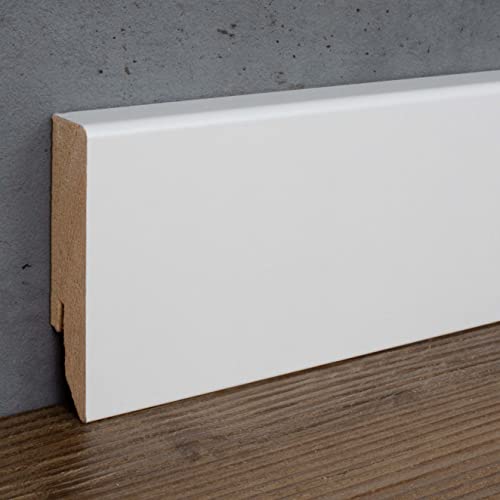 PROVISTON - Sockelleiste - Eckiges Profil - 16 x 70 x 2400 mm - MDF foliert - Weiß - Klassische Fußleiste - 2.4 Meter von PROVISTON