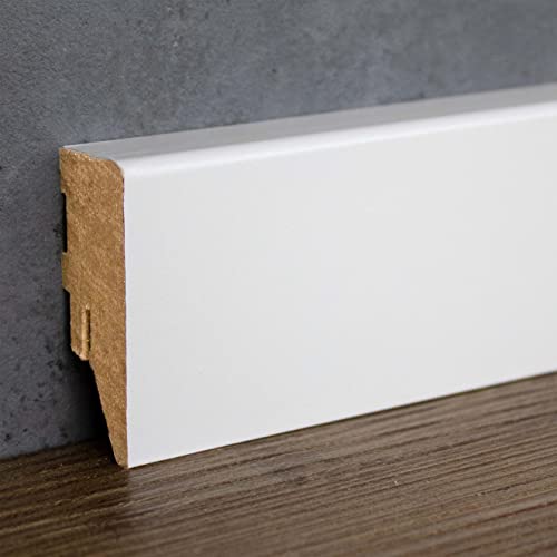 PROVISTON | Sockelleiste | Eckiges Profil | 19 x 50 x 2500 mm | MDF foliert | Weiß | annährend RAL 9010 | Klassische Fußleiste | 25 Meter von PROVISTON