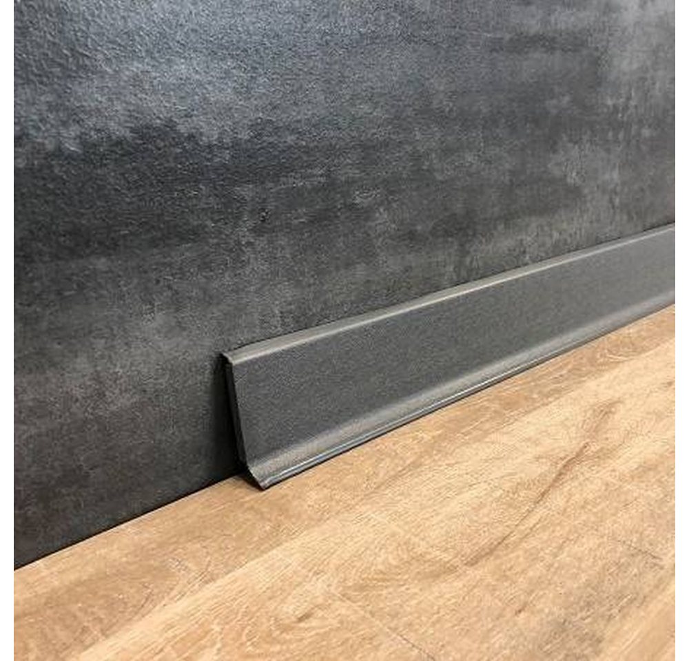 PROVISTON Sockelleiste Hartschaum PVC, 12.8 x 60 x 2500 mm, Basalt, Kunststoff Fußleiste von PROVISTON