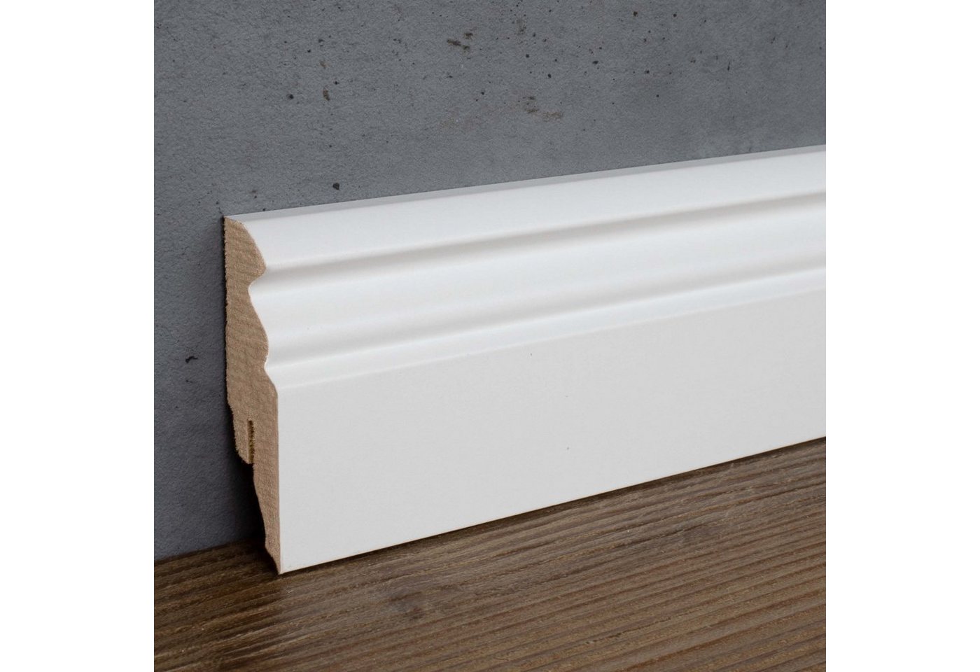 PROVISTON Sockelleiste MDF, 16 x 58 x 2500 mm, Weiß, Fußleiste Berliner Profil von PROVISTON