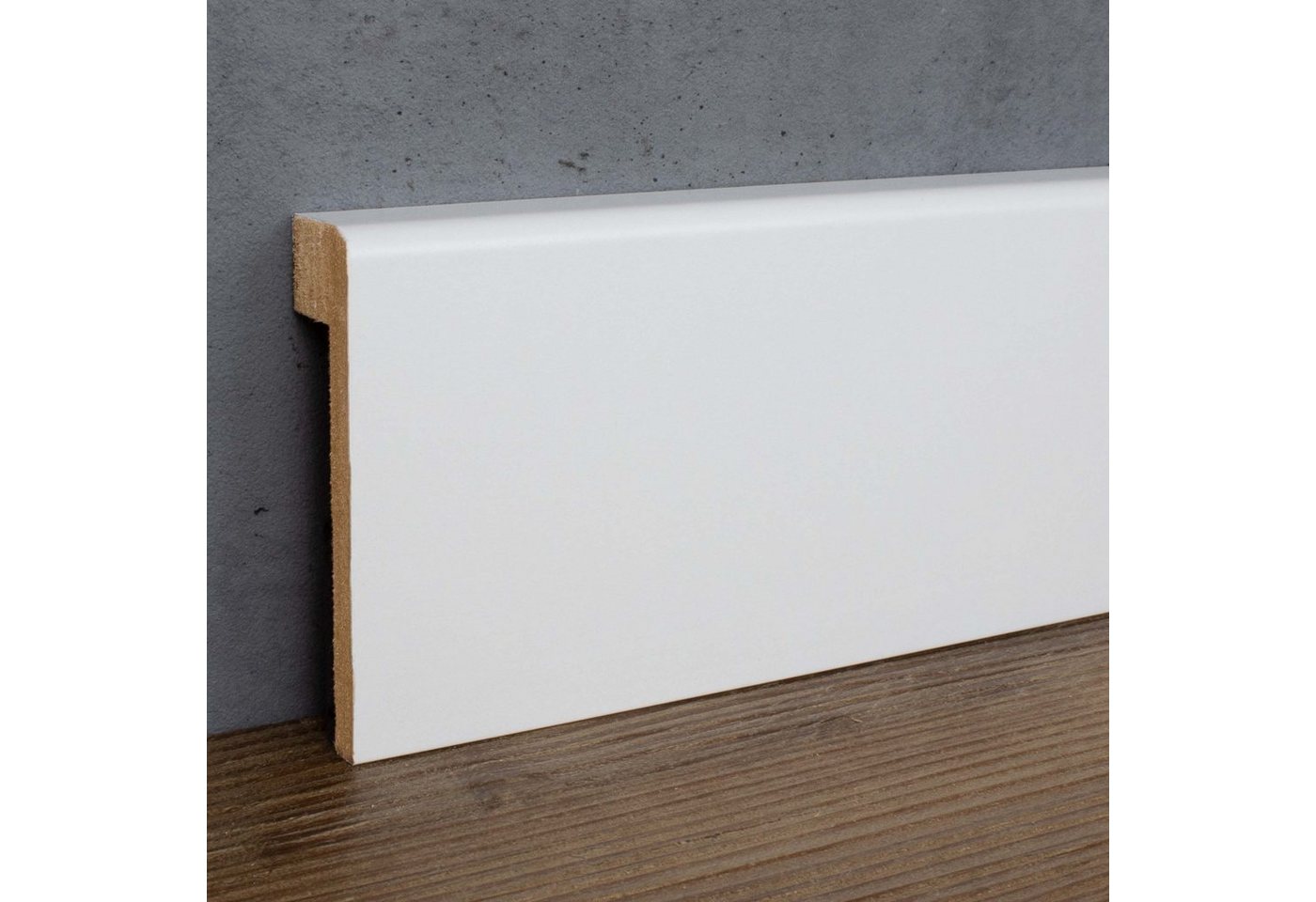 PROVISTON Sockelleiste MDF, 19 x 80 x 2500 mm, Weiß, Fliesen Abdeckleiste bis 65 mm Höhe von PROVISTON