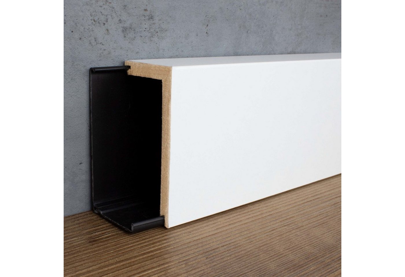 PROVISTON Sockelleiste MDF, 41 x 141 x 2400 mm, Weiß, Heizrohr Abdeckleiste von PROVISTON