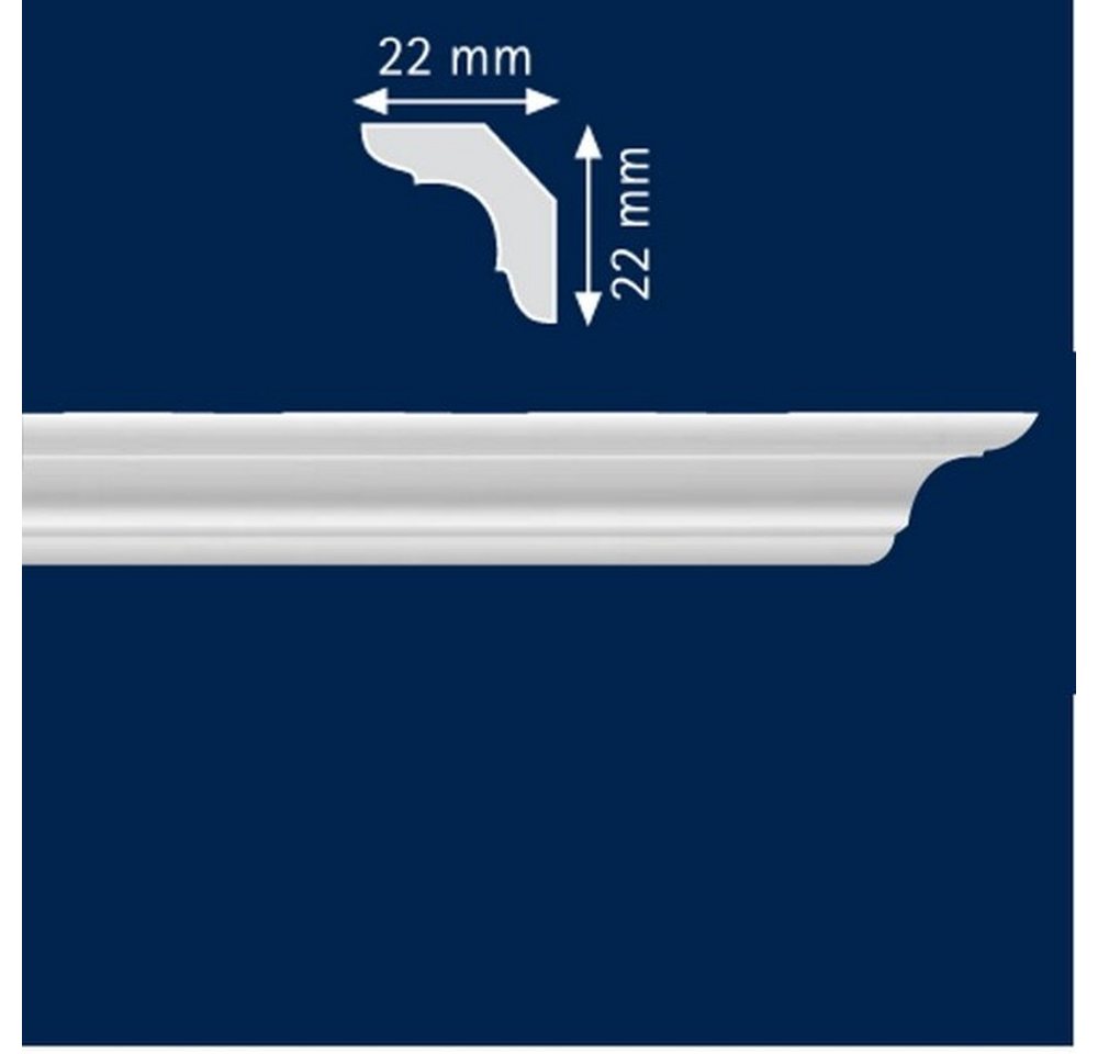 PROVISTON Stuckleiste Polystyrol, 22 x 22 x 2000 mm, Weiß, Deckenleiste von PROVISTON