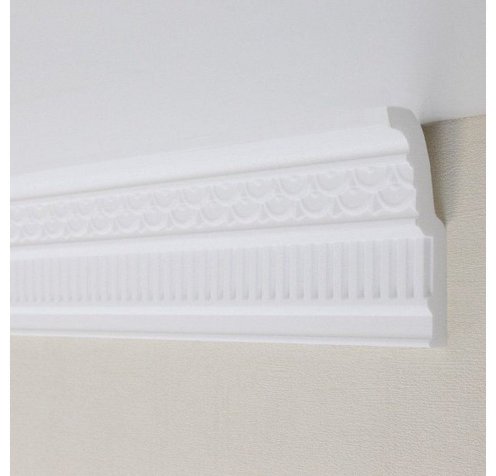 PROVISTON Stuckleiste Polystyrol, 36 x 99 x 2000 mm, Weiß, Deckenleiste von PROVISTON
