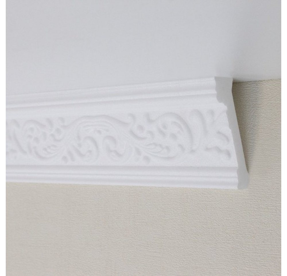 PROVISTON Stuckleiste Polystyrol, 41 x 66 x 2000 mm, Weiß, Deckenleiste von PROVISTON