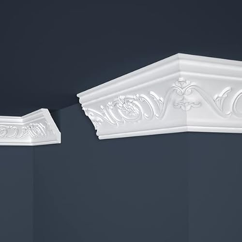 PROVISTON | Stuckleiste | Polystyrol | 53 x 88 x 2000 mm | Weiß | Deckenleiste | Überstreichbar | Einfache Montage | Hochwertig | Stabil und Leicht | 2 Meter von PROVISTON