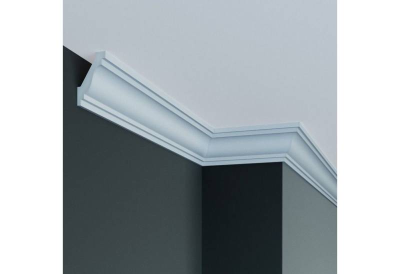 PROVISTON Stuckleiste Polyurethan, 54 x 50 x 2000 mm, Weiß, Deckenleiste, Kleben, Polyurethan, 1-St. von PROVISTON