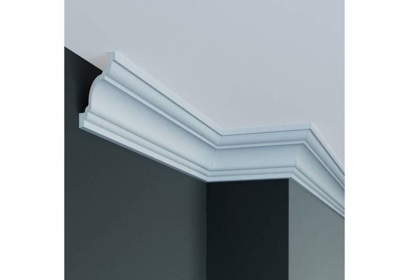 PROVISTON Stuckleiste Polyurethan, 64 x 69 x 2000 mm, Weiß, Deckenleiste, Kleben, Polyurethan, 1-St. von PROVISTON