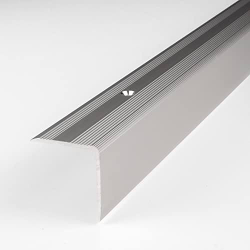 PROVISTON | Treppenkante | Aluminium | Silber | Breite 30 mm | Höhe 32 mm | Länge 1000 mm | Gebohrt | Treppenkantenprofil | Treppenwinkel | Winkelprofil | Kombiwinkel | 1 Stück von PROVISTON