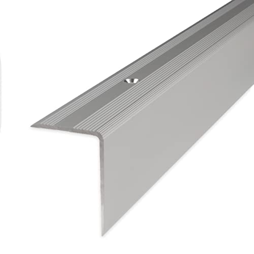 PROVISTON | Treppenkante | Aluminium | Silber | Breite 30 mm | Höhe 42 mm | Länge 1000 mm | Gebohrt | Treppenkantenprofil | Treppenwinkel | Winkelprofil | Kombiwinkel | 1 Stück von PROVISTON