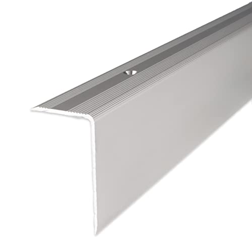 PROVISTON | Treppenkante | Aluminium | Silber | Breite 30 mm | Höhe 52 mm | Länge 1000 mm | Gebohrt | Treppenkantenprofil | Treppenwinkel | Winkelprofil | Kombiwinkel | 1 Stück von PROVISTON