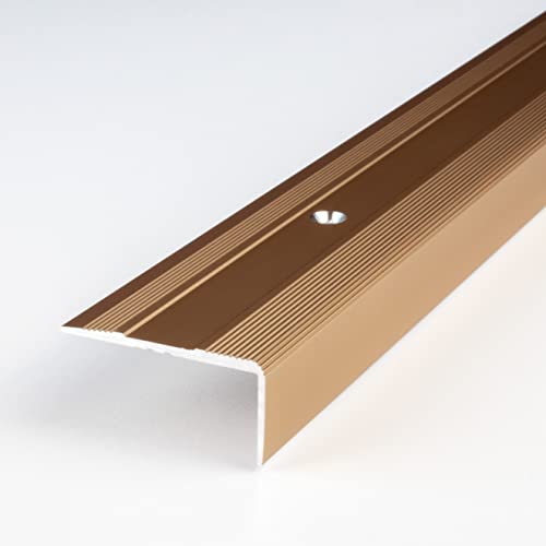 PROVISTON | Treppenkante | Aluminium eloxiert | Bronze Hell | Breite 36 mm | Höhe 15 mm | Länge 1000 mm | Gebohrt | Treppenkantenprofil | Treppenwinkel | Winkelprofil | Kombiwinkel | 1 Stück von PROVISTON