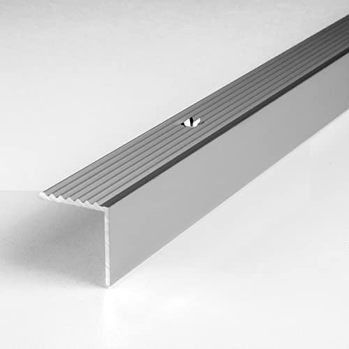 PROVISTON | Treppenkante | Aluminium eloxiert | Silber | Breite 20 mm | Höhe 20 mm | Länge 1000 mm | Gebohrt | Treppenkantenprofil | Treppenwinkel | Winkelprofil | Kombiwinkel | 1 Stück von PROVISTON