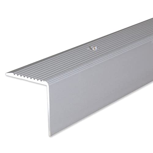 PROVISTON Treppenkante | 30 x 30 x 2700 mm | Treppenkantenprofil Treppenwinkel Winkelprofil Kombiwinkel Aluminium eloxiert Silber Gebohrt von PROVISTON