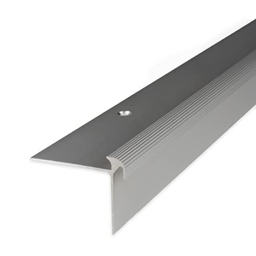 PROVISTON | Treppenkante | Aluminium eloxiert | Silber | Breite 40 mm | Höhe 30 mm | Länge 1000 mm | Gebohrt | Treppenkantenprofil | Treppenwinkel | Winkelprofil | Kombiwinkel | 1 Stück von PROVISTON