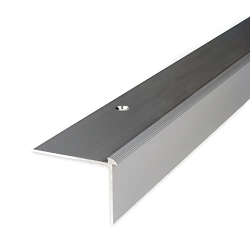 PROVISTON | Treppenkante | Aluminium eloxiert | Silber | Breite 40 mm | Höhe 30 mm | Länge 2700 mm | Gebohrt | Treppenkantenprofil | Treppenwinkel | Winkelprofil | Kombiwinkel | 1 Stück von PROVISTON