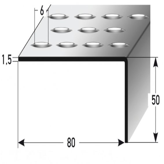 PROVISTON Treppenkante & Winkelprofil Menfi Rutschhemmend R12 DIN 51130 50 x 80 mm Edelstahl von PROVISTON