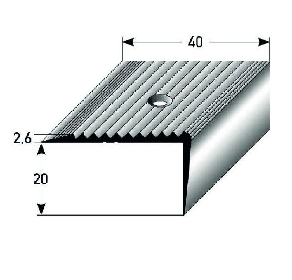 PROVISTON Treppenkantenprofil 20 x 40 x 1000 mm Winkel Alu eloxiert Blau Nachleuchtend Gebohrt von PROVISTON