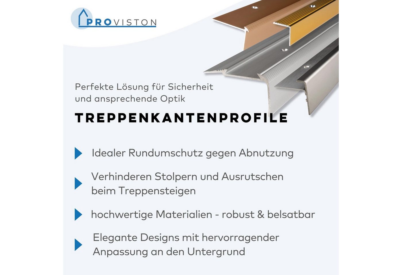 PROVISTON Treppenkantenprofil 23 x 40 x 2000 mm Winkel Alu eloxiert Spez.emailliert Silbermetallic von PROVISTON