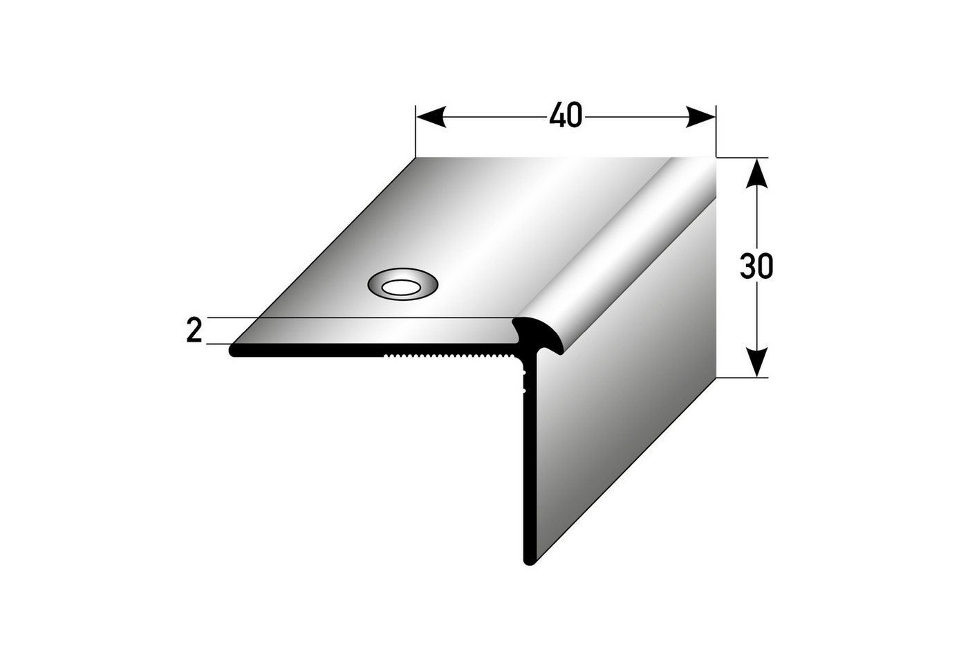 PROVISTON Treppenkantenprofil 30 x 40 x 2700 mm Alu eloxiert Spez.emailliert Schwarz Gebohrt von PROVISTON